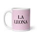 La Leona The Lion Funny Home Office Work Coffee Mug Mexican Spanish Pride Gift White Glossy Cup Light Pink Card Mug Mexicada