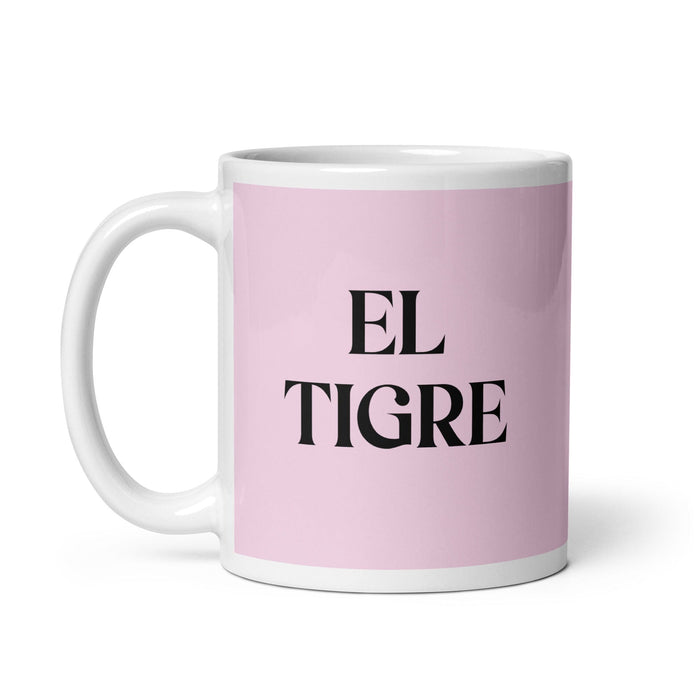 El Tigre The Tiger Funny Home Office Work Coffee Mug Mexican Spanish Pride Gift White Glossy Cup Light Pink Card Mug Mexicada