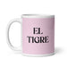 El Tigre The Tiger Funny Home Office Work Coffee Mug Mexican Spanish Pride Gift White Glossy Cup Light Pink Card Mug Mexicada