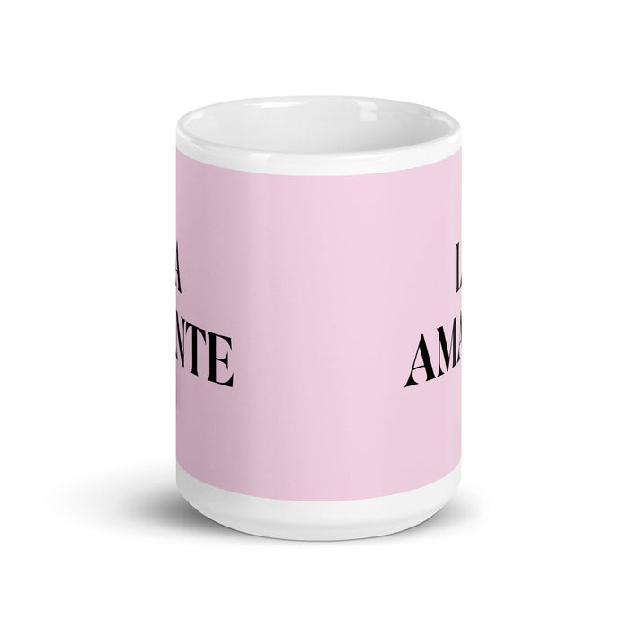 La Amante The Lover Funny Home Office Work Coffee Mug Mexican Spanish Pride Gift White Glossy Cup Light Pink Card Mug Mexicada