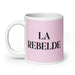 La Rebelde The Rebel Funny Home Office Work Coffee Mug Mexican Spanish Pride Gift White Glossy Cup Light Pink Card Mug Mexicada