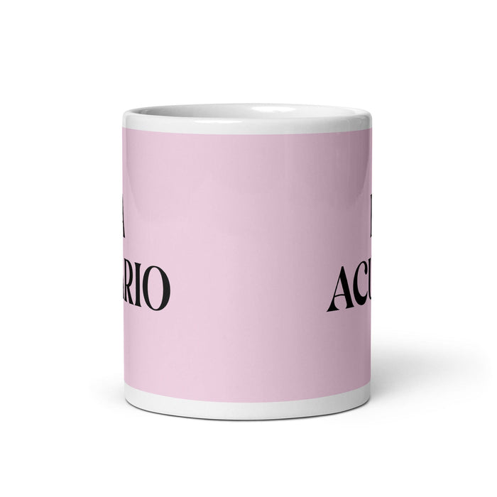 La Acuario The Aquarius Funny Home Office Work Coffee Mug Mexican Spanish Pride Gift White Glossy Cup Light Pink Card Mug Mexicada