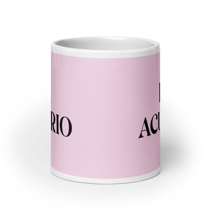 La Acuario The Aquarius Funny Home Office Work Coffee Mug Mexican Spanish Pride Gift White Glossy Cup Light Pink Card Mug Mexicada