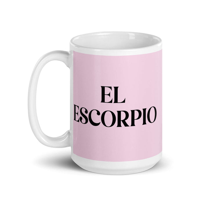 El Escorpio The Scorpio Funny Home Office Work Coffee Mug Mexican Spanish Pride Gift White Glossy Cup Light Pink Card Mug Mexicada