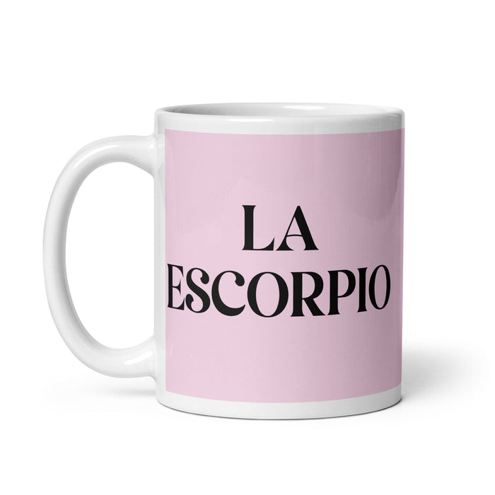 La Escorpio The Scorpio Funny Home Office Work Coffee Mug Mexican Spanish Pride Gift White Glossy Cup Light Pink Card Mug Mexicada