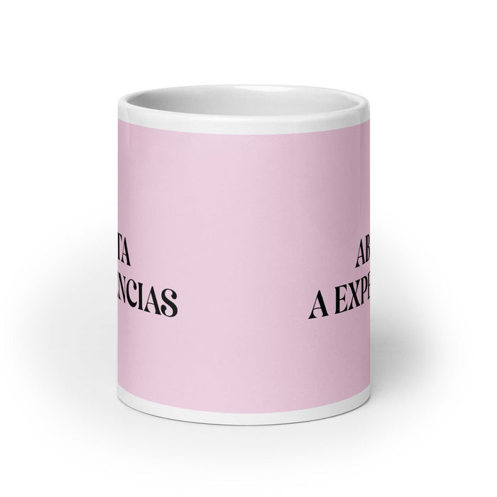 La Abierta A Experiencias The Open To Experiences Funny Home Office Work Coffee Mug Mexican Spanish Pride Gift White Glossy Cup Light Pink Card Mug Mexicada