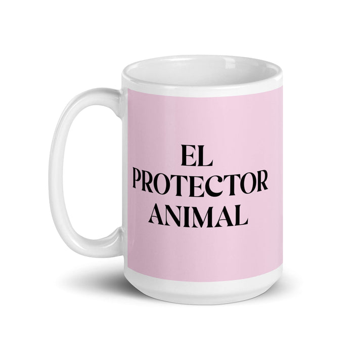 El Protector Animal The Animal Protector Funny Home Office Work Coffee Mug Mexican Spanish Pride Gift White Glossy Cup Light Pink Card Mug Mexicada