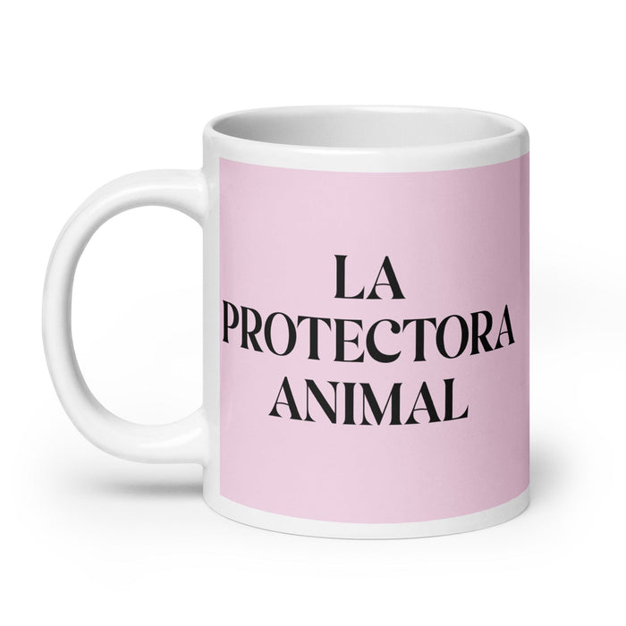 La Protectora Animal The Animal Protector Funny Home Office Work Coffee Mug Mexican Spanish Pride Gift White Glossy Cup Light Pink Card Mug Mexicada