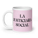 La Justiciara Social The Social Justice Advocate Funny Home Office Work Coffee Mug Mexican Spanish Pride Gift White Glossy Cup Light Pink Card Mug Mexicada