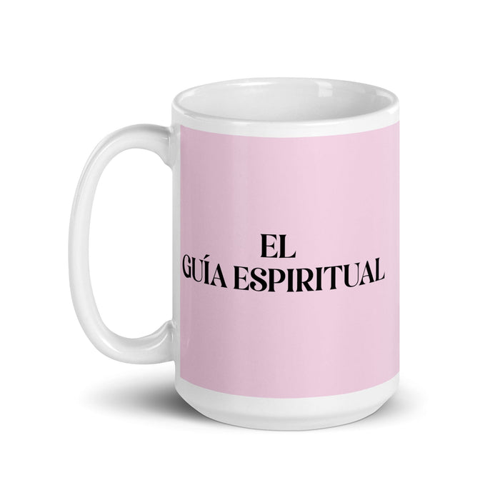 El Guía Espiritual The Spiritual Guide Funny Home Office Work Coffee Mug Mexican Spanish Pride Gift White Glossy Cup Light Pink Card Mug Mexicada