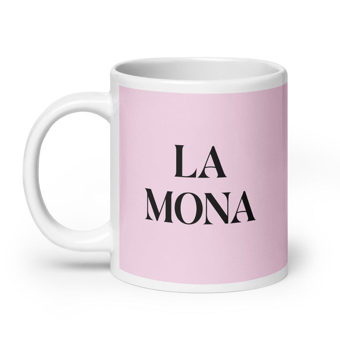 La Mona The Monkey Funny Home Office Work Coffee Mug Mexican Spanish Pride Gift White Glossy Cup Light Pink Card Mug Mexicada