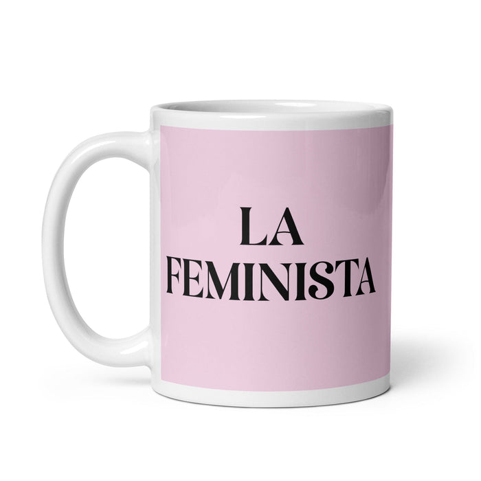 La Feminista The Feminist Funny Home Office Work Coffee Mug Mexican Spanish Pride Gift White Glossy Cup Light Pink Card Mug Mexicada