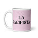 La Pacifista The Pacifist Funny Home Office Work Coffee Mug Mexican Spanish Pride Gift White Glossy Cup Light Pink Card Mug Mexicada