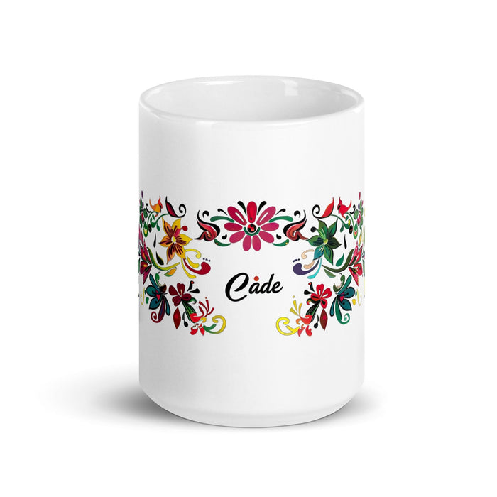 Cade Exclusive Name Art Piece Home Office Work Coffee Mug Mexican Spanish Pride Gift Cup One-Of-A-Kind Calligraphy White Glossy Mug | C9 Mexicada