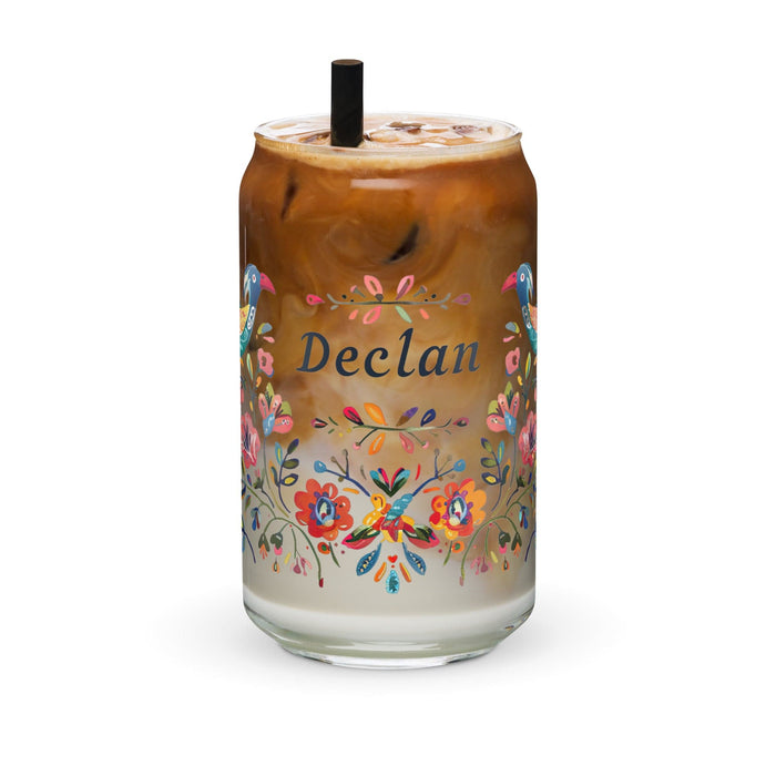 Declan Exclusive Name Art Piece Can-Shaped Glass Home Office Work Mexican Spanish Pride Gift Cup One-Of-A-Kind Calligraphy Glass | D6 Mexicada