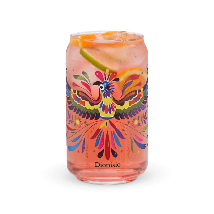 Dionisio Exclusive Name Art Piece Can-Shaped Glass Home Office Work Mexican Spanish Pride Gift Cup One-Of-A-Kind Calligraphy Glass | D9 Mexicada