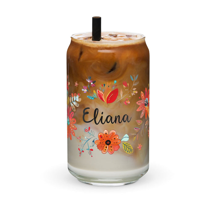 Eliana Exclusive Name Art Piece Can-Shaped Glass Home Office Work Mexican Spanish Pride Gift Cup One-Of-A-Kind Calligraphy Glass | E25 Mexicada