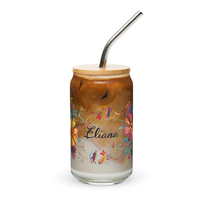 Eliana Exclusive Name Art Piece Can-Shaped Glass Home Office Work Mexican Spanish Pride Gift Cup One-Of-A-Kind Calligraphy Glass | E23 Mexicada