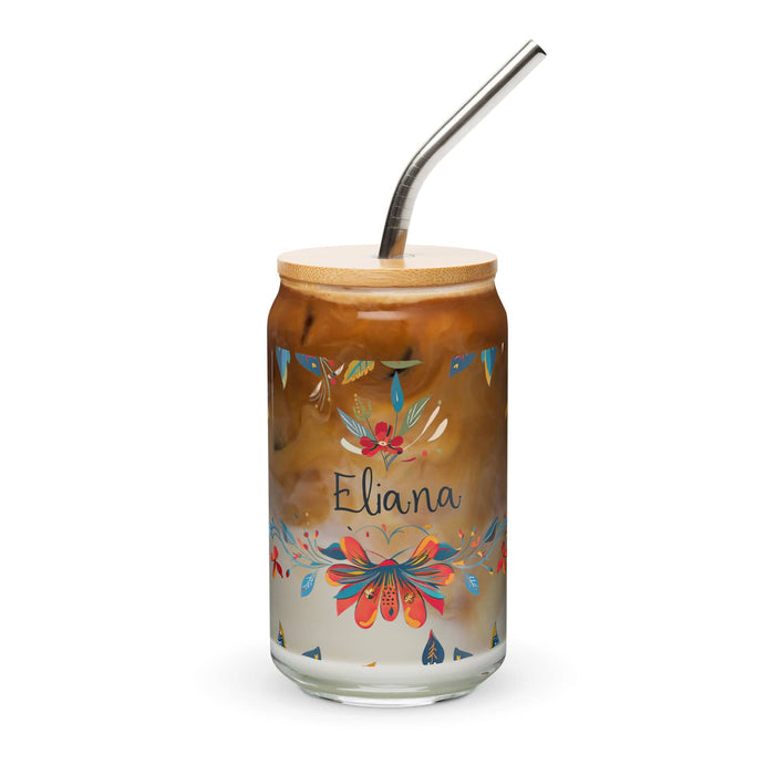 Eliana Exclusive Name Art Piece Can-Shaped Glass Home Office Work Mexican Spanish Pride Gift Cup One-Of-A-Kind Calligraphy Glass | E20 Mexicada