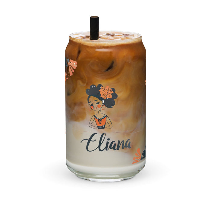 Eliana Exclusive Name Art Piece Can-Shaped Glass Home Office Work Mexican Spanish Pride Gift Cup One-Of-A-Kind Calligraphy Glass | E17 Mexicada