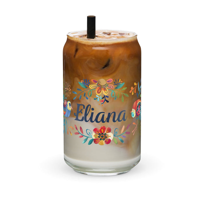 Eliana Exclusive Name Art Piece Can-Shaped Glass Home Office Work Mexican Spanish Pride Gift Cup One-Of-A-Kind Calligraphy Glass | E12 Mexicada