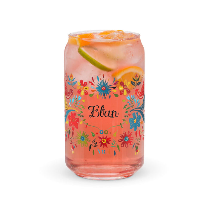 Elian Exclusive Name Art Piece Can-Shaped Glass Home Office Work Mexican Spanish Pride Gift Cup One-Of-A-Kind Calligraphy Glass | E5 Mexicada