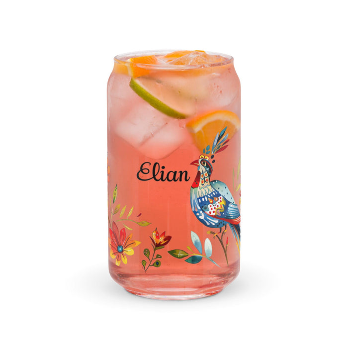 Elian Exclusive Name Art Piece Can-Shaped Glass Home Office Work Mexican Spanish Pride Gift Cup One-Of-A-Kind Calligraphy Glass | E54 Mexicada