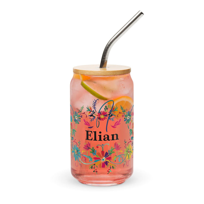 Elian Exclusive Name Art Piece Can-Shaped Glass Home Office Work Mexican Spanish Pride Gift Cup One-Of-A-Kind Calligraphy Glass | E42 Mexicada