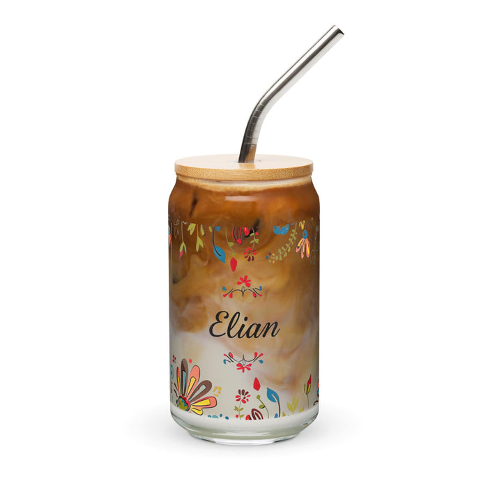 Elian Exclusive Name Art Piece Can-Shaped Glass Home Office Work Mexican Spanish Pride Gift Cup One-Of-A-Kind Calligraphy Glass | E14 Mexicada