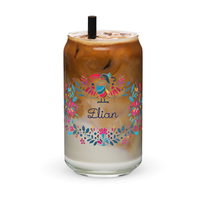 Elian Exclusive Name Art Piece Can-Shaped Glass Home Office Work Mexican Spanish Pride Gift Cup One-Of-A-Kind Calligraphy Glass | E13 Mexicada