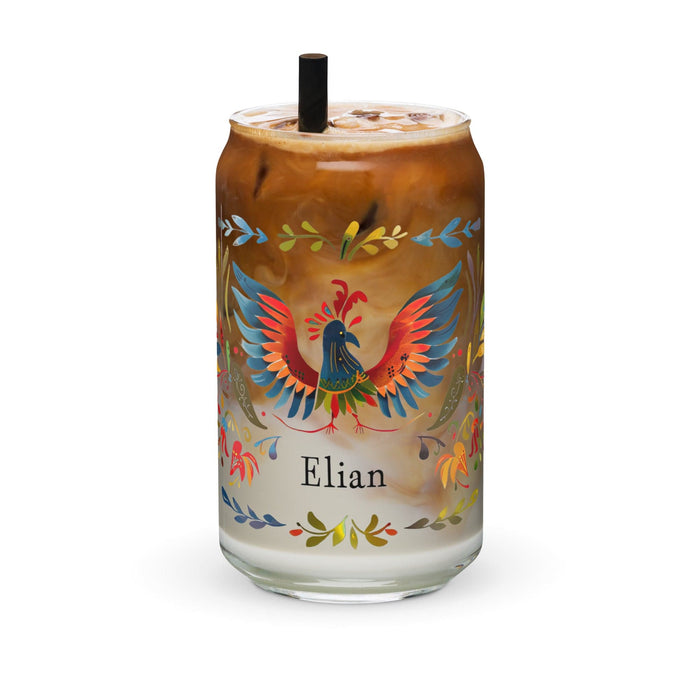 Elian Exclusive Name Art Piece Can-Shaped Glass Home Office Work Mexican Spanish Pride Gift Cup One-Of-A-Kind Calligraphy Glass | E11 Mexicada