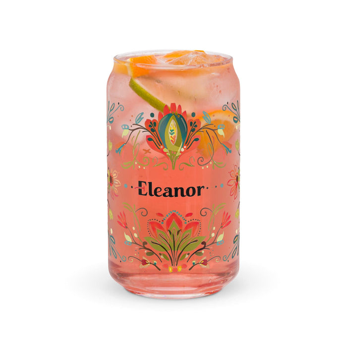 Eleanor Exclusive Name Art Piece Can-Shaped Glass Home Office Work Mexican Spanish Pride Gift Cup One-Of-A-Kind Calligraphy Glass | E3 Mexicada