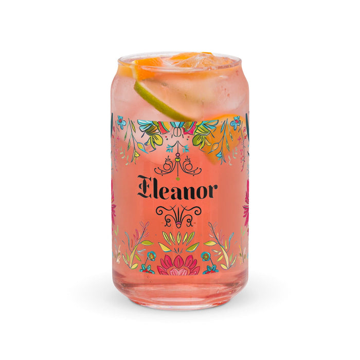 Eleanor Exclusive Name Art Piece Can-Shaped Glass Home Office Work Mexican Spanish Pride Gift Cup One-Of-A-Kind Calligraphy Glass | E28 Mexicada