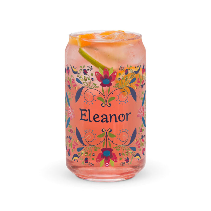 Eleanor Exclusive Name Art Piece Can-Shaped Glass Home Office Work Mexican Spanish Pride Gift Cup One-Of-A-Kind Calligraphy Glass | E19 Mexicada