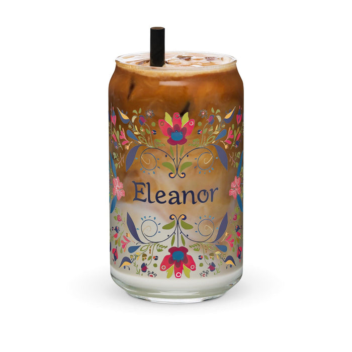 Eleanor Exclusive Name Art Piece Can-Shaped Glass Home Office Work Mexican Spanish Pride Gift Cup One-Of-A-Kind Calligraphy Glass | E19 Mexicada