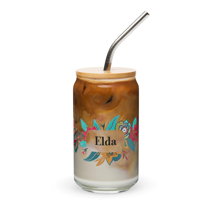 Elda Exclusive Name Art Piece Can-Shaped Glass Home Office Work Mexican Spanish Pride Gift Cup One-Of-A-Kind Calligraphy Glass | E8 Mexicada