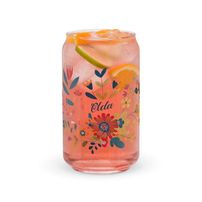 Elda Exclusive Name Art Piece Can-Shaped Glass Home Office Work Mexican Spanish Pride Gift Cup One-Of-A-Kind Calligraphy Glass | E26 Mexicada