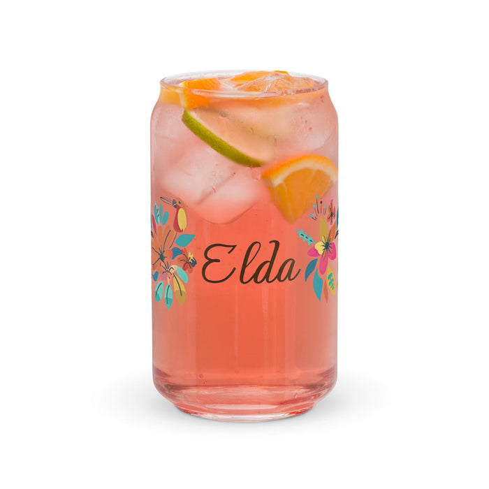 Elda Exclusive Name Art Piece Can-Shaped Glass Home Office Work Mexican Spanish Pride Gift Cup One-Of-A-Kind Calligraphy Glass | E16 Mexicada