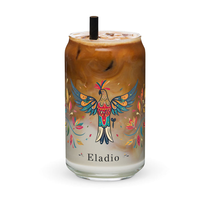 Eladio Exclusive Name Art Piece Can-Shaped Glass Home Office Work Mexican Spanish Pride Gift Cup One-Of-A-Kind Calligraphy Glass | E2 Mexicada