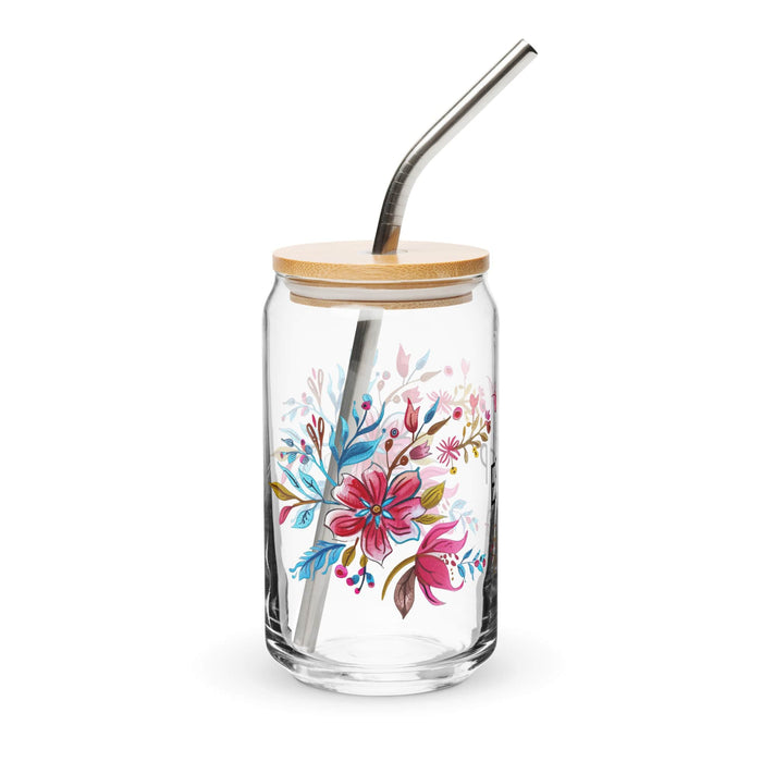 El Estp Exclusive Art Piece Can-Shaped Glass Home Office Work Mexican Spanish Pride Gift Cup One-Of-A-Kind Calligraphy Glass | E7 Mexicada