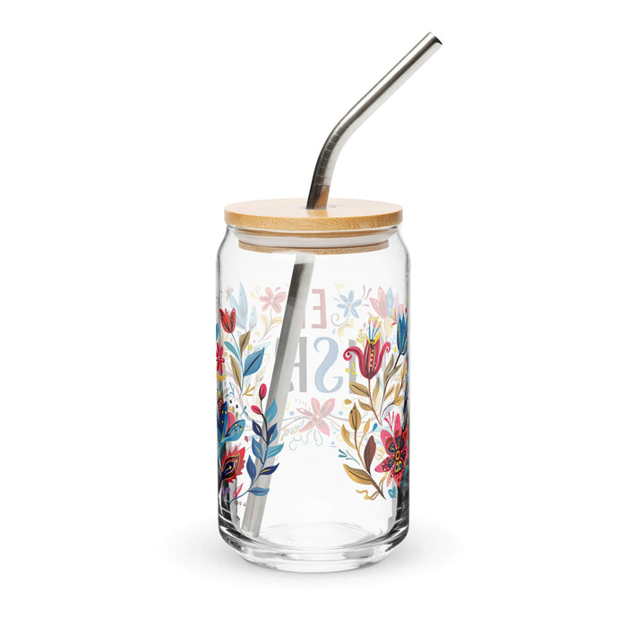 El Isfj Exclusive Art Piece Can-Shaped Glass Home Office Work Mexican Spanish Pride Gift Cup One-Of-A-Kind Calligraphy Glass | E4 Mexicada