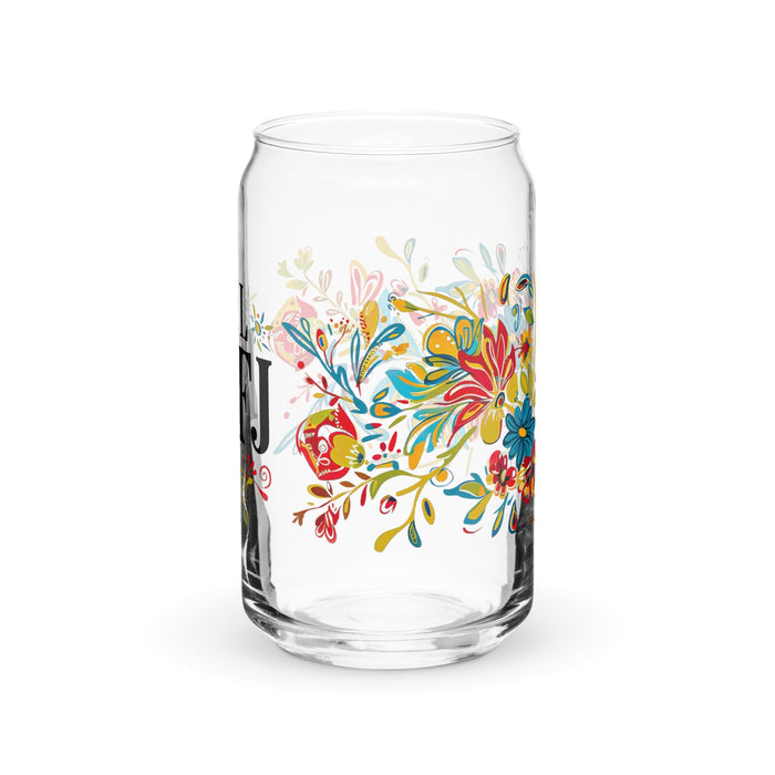 El Isfj Exclusive Art Piece Can-Shaped Glass Home Office Work Mexican Spanish Pride Gift Cup One-Of-A-Kind Calligraphy Glass | E5 Mexicada