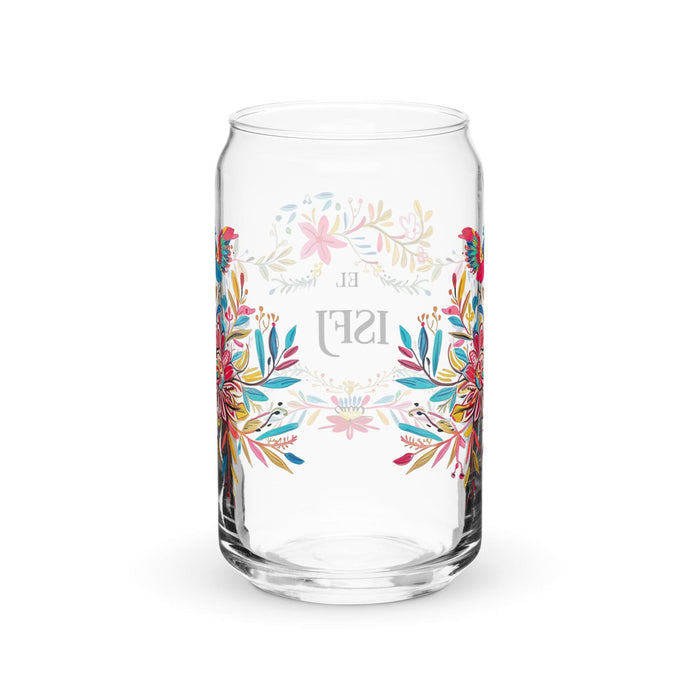 El Isfj Exclusive Art Piece Can-Shaped Glass Home Office Work Mexican Spanish Pride Gift Cup One-Of-A-Kind Calligraphy Glass | E8 Mexicada