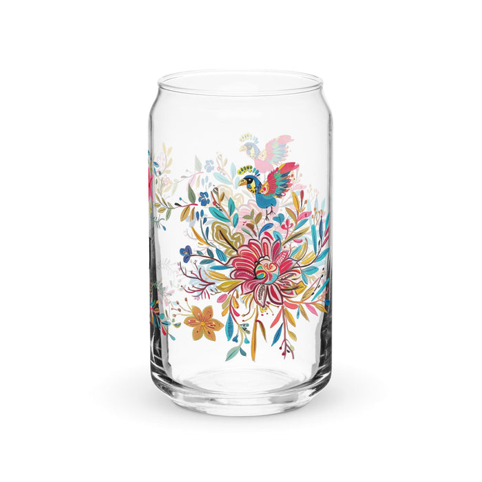 El Isfj Exclusive Art Piece Can-Shaped Glass Home Office Work Mexican Spanish Pride Gift Cup One-Of-A-Kind Calligraphy Glass | E8 Mexicada