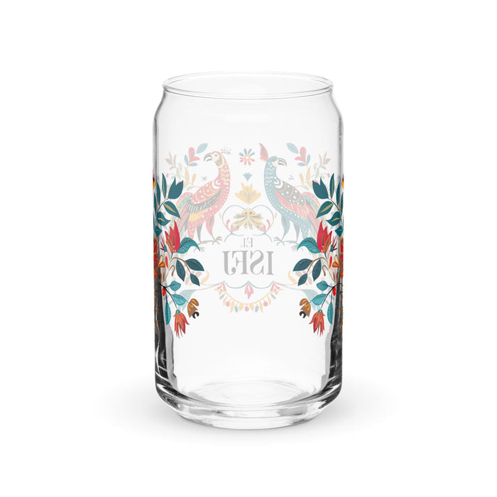 El Isfj Exclusive Art Piece Can-Shaped Glass Home Office Work Mexican Spanish Pride Gift Cup One-Of-A-Kind Calligraphy Glass | E15 Mexicada