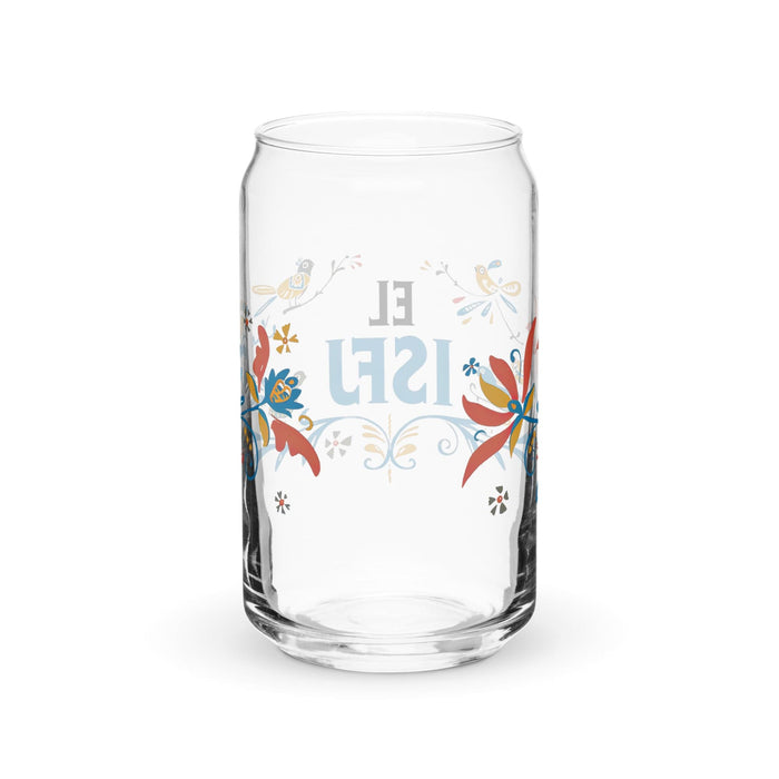 El Isfj Exclusive Art Piece Can-Shaped Glass Home Office Work Mexican Spanish Pride Gift Cup One-Of-A-Kind Calligraphy Glass | E20 Mexicada