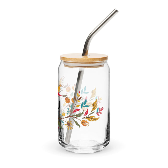 El Istj Exclusive Art Piece Can-Shaped Glass Home Office Work Mexican Spanish Pride Gift Cup One-Of-A-Kind Calligraphy Glass | E5 Mexicada