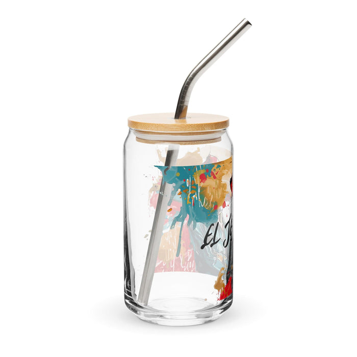 El Jefe Exclusive Art Piece Can-Shaped Glass Home Office Work Mexican Spanish Pride Gift Cup One-Of-A-Kind Calligraphy Glass | E3 Mexicada