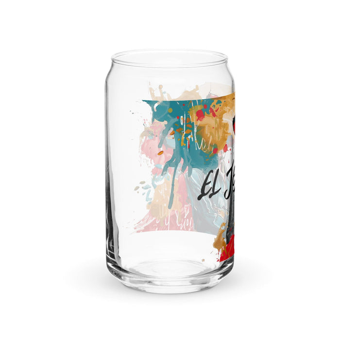 El Jefe Exclusive Art Piece Can-Shaped Glass Home Office Work Mexican Spanish Pride Gift Cup One-Of-A-Kind Calligraphy Glass | E3 Mexicada