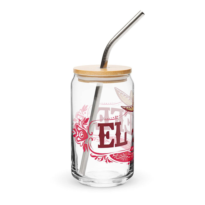 El Jefe Exclusive Art Piece Can-Shaped Glass Home Office Work Mexican Spanish Pride Gift Cup One-Of-A-Kind Calligraphy Glass | E8 Mexicada